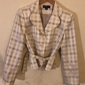 Liz Claiborne plaid suit jacket belted.  Size 6